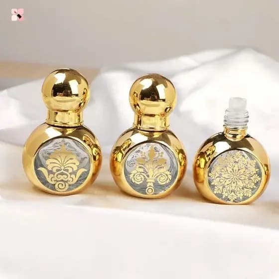 2 pcs 15ml Frascos De Vidro Dourado De Luxo Com Rolo De Óleo Essencial Bola De Para Perfumes Perfumados