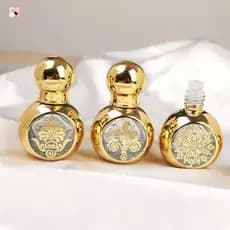 2 pcs 15ml Frascos De Vidro Dourado De Luxo Com Rolo De Óleo Essencial Bola De Para Perfumes Perfumados