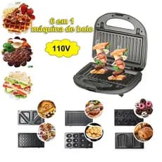 Máquina 6 em 1 Donuts, Torradeira ,Waffles ,Nozes , Sanduicheira e Grill