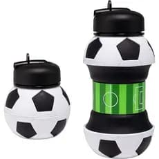 Garrafa Água Infantil Bola Dobrável 550ml Squeeze Futebol Basquete Flexível Retrátil Decoração Alça