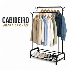 Cabideiro Arara De Chão Com Sapateira Organizador Multiuso