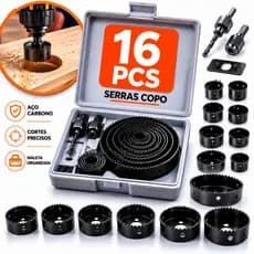 Jogo Com 16 Serra Copo Para Furar Madeira Gesso 19mm A 127mm