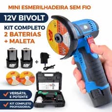 Mini Esmerilhadeira 12V Sem Fio Bivolt 2 Baterias + Maleta