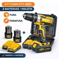 Parafusadeira Furadeira 48V 2 Baterias Com Maleta Completo Profissional