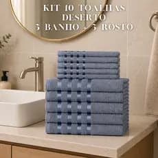 Kit 10 Toalhas Deserto - 5 Banho + 5 Rosto - 100% Algodão - Toalhas K&C