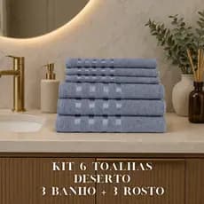 Kit 6 Toalhas Deserto - 3 Banho + 3 Rosto - 100% Algodão - Toalhas K&C