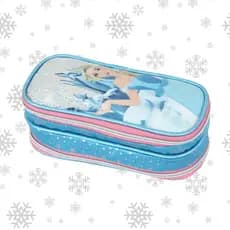 Estojo Escolar Infantil Menina Princesa Frozen com Glitter Duplo