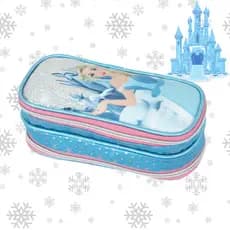 Estojo Infantil Menina Duplo Princesa Frozen Escolar com Glitter