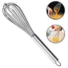 Batedor De Ovos Manual Fuet Profissional Reforçado Cozinha Fouet Inox Confeitaria Bolo Chantilly Fuê