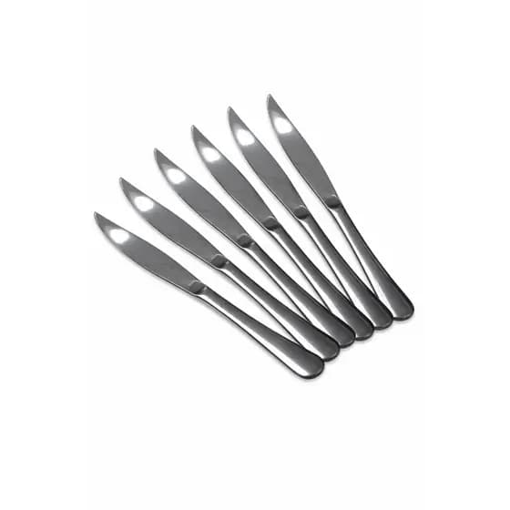 Kit 6 Faca de Mesa Aço Inox Pesado – Talheres Refeição Fortes e Duráveis