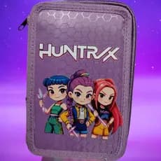 estojo escolar box  huntrax guerreiras do k-pop 4 ziper