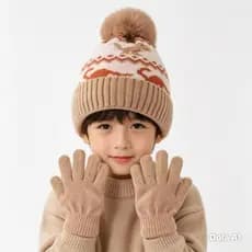 kit touca gorro luva de Lã menino masculino de 4 a 8 anos