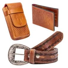 Kit Cowboy Country Cinto + Carteira + Capa Bainha De Celular