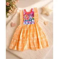 Vestido Infantil Feminino Algodão com Estampa de Desenho Animado–Costa Lisa–Até 2 Anos-Natal-Festas
