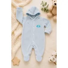Macacão Plush Infantil Bebê com Capuz para Inverno Super Macio e Confortável