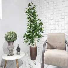 Planta Artificial Bambu 150cm Grande Vaso Marmorizado Pedra Decoração Para Sala