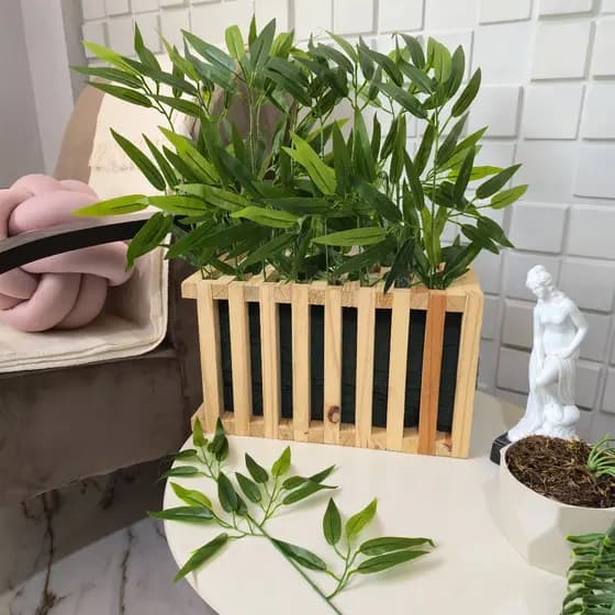 Folhas De Bambu Artificial Haste Galho Verde Silicone DIY