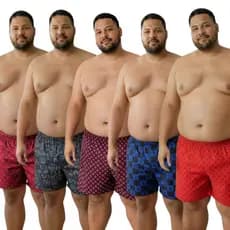 Kit 5 Samba Canção Plus Size XGG Malha Estampada Cueca Dormir Pijama Leve Macia Confortável
