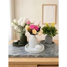 Kit Decorativo Texturizado - Bandeja + Vaso + Porta vela - Conjunto Decorativo Premium