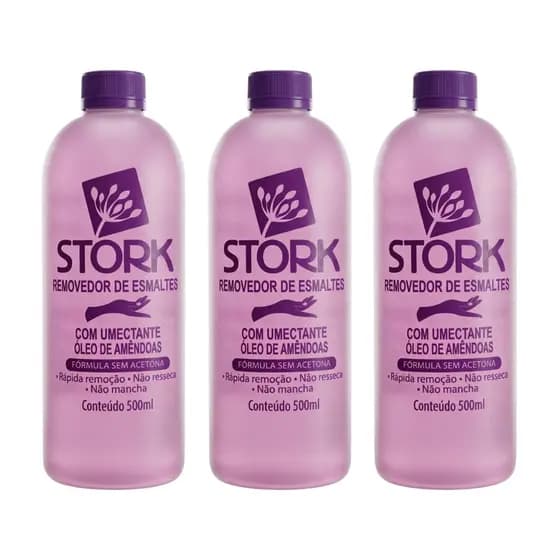 KIT Stork Removedor de Esmalte Sem Acetona 500ml (3 unidades)