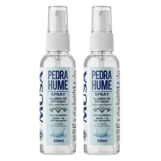 KIT Pedra Hume Spray 60ML Antitranspirante MUSA Adstringente Cicatrizante (2 unidades)