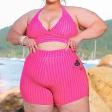 Conjunto Biquiní Plus Size Triquini 3 peças Biquini e Shorts Verão Moda Praia