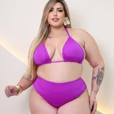 Biquíni Plus Size Cortininha Cintura Alta Fio Duplo Moda Verão