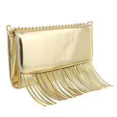 Bolsa Franja Modernizada Estilosa Corrente de Alça Dourado Feminina Lançamento 2025