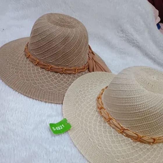 chapéu Feminino Corret Tricot Aba Padrão Praia Alta Tendência