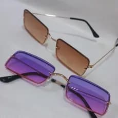 Óculos de Sol Feminino Sem Aro Retangular Blogueira Proteção UV Verão Praia Piscina
