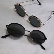 Óculos de Sol Feminino Unissex Metal Preto - Design Vintage, Proteção UV, Acessório de Moda