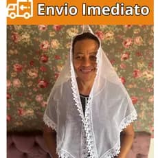 VÉU CCB ADULTO COM APLIQUE QUADRADO OU REDONDO + PORTA VÉU COM A MESMA RENDA DE GUIPIR FLOR