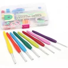 Kit com 16 Agulhas de Crochê com Cabo Anatômico e Acessórios Lanmax