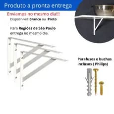 Kit 10 Suporte  de 30 cm com Mão Francesa para Prateleira, cor Branca ou Preta + kit Instalação.