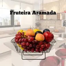 Fruteira de Mesa Aramada Preta com Pezinhos | Cesto de Frutas de Metal | Fruteira Decorativa