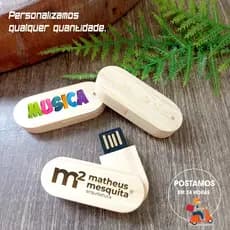 Mini pen drive de madeira giratório 4gb 8gb 16gb 32gb 64gb eco personalizado gravação laser ou colorida PMM246 mini