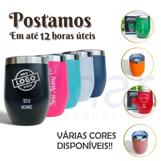 Copo Térmico Aço Inox Mini Cuia Personalizado com Nome Logo Time Símbolo Profissão com Tampa  CP350.