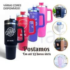 Copo Garrafa Térmico Personalizado Aço Inox com Nome Logo Time Símbolo Profissão com Tampa e Canudo CPN120