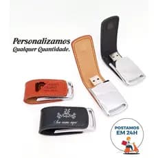 Pen Drive Couro Sintético e Metal  4gb, 8gb, 16gb, 32gb, 64gb com fechamento Imã Personalizado Laser ou colorido PC250