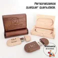 Pen drive de madeira com caixinha 4gb 8gb 16gb 32gb 64gb personalizado com nome ou logo em cores ou laser PM305+M20