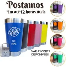 Copo Térmico Personalizado  Aço Inox com Nome Logo Time Símbolo Profissão com Tampa e Abridor CP473.