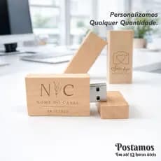 Pen drive de Madeira 4gb 8gb 16gb 32gb 64gb Personalizado Gravado com Nome ou Logo em Cores ou Laser Ecológico PMM340