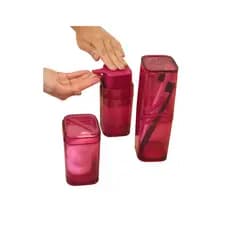 Kit Banheiro Lavabo Lux 3 Peças em Acrílico Porta Escova + Porta Algodão + Porta Sabonete Líquido - Plastibrasil
