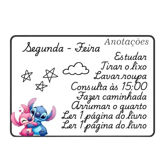 Lousa Magnética Geladeira A4 Pg01 Cor Branco Stitch E Angel