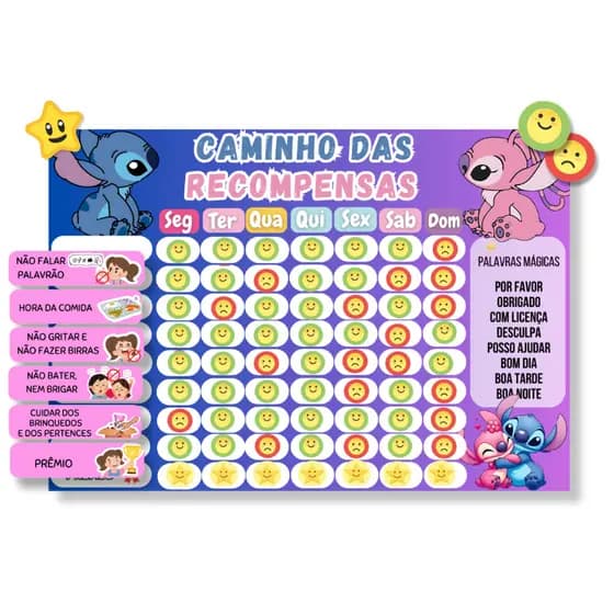 Quadro de Tarefas e Incentivo Infantil de Menina - Opfy