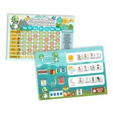 Kit Quadro De Rotina + Quadro De Incentivo Tema Dinossauro