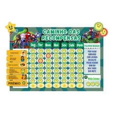 Quadro de Rotina Infantil Imantado Herói Verde