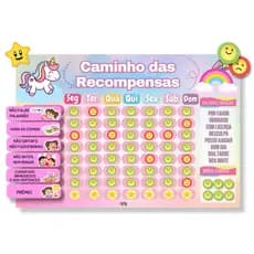 Quadro de Rotina Infantil Unicórnio - Atividades Diárias de Incentivo e Organização De Parede