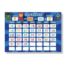 Quadro Educativo Infantil Calendário Interativo Tema Heróis