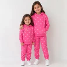 Conjunto Moletom Infantil Menina Com Capuz 100% Algodão